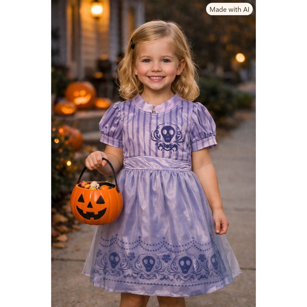 Beetlejuice Halloween Costume Dress – Girls 4/5T – Flame Resistant